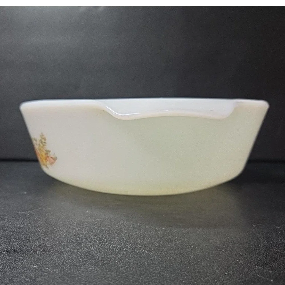 Anchor Hocking Fire King 1qt Casserole Dish #637, Fall Harvest Vegetable Design
